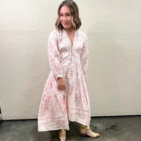 FREE PEOPLE Pappiet Midi Dress in Femme Combo S - Picture 7 of 9